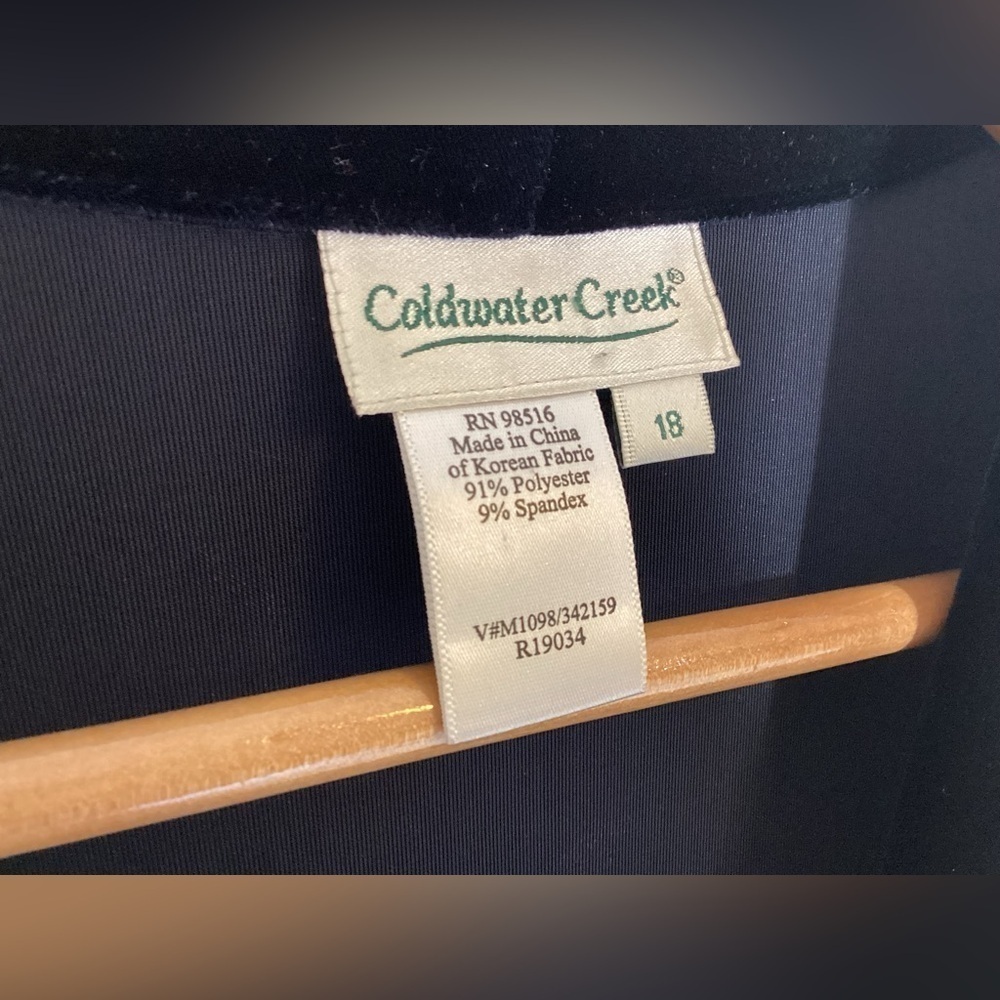 Coldwater Creek Vintage Velvet Tunic Cardigan 18 Navy Blue One Button Artsy 90s - Picture 13 of 14